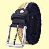 Bassin And Brown Arrow Chevron Waxed Rope and Straw Woven Belt - Yellow, Navy and Beige