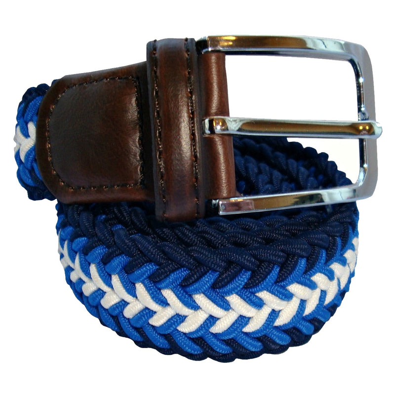 Bassin and Brown Arrow Stripe Woven Elasticated Belt - Blue, Navy and White