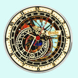 Bassin and Brown Astronomical Clock Lapel Pin - Mint/Orange/Black/Gold