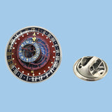 Bassin and Brown Astronomical Clock Lapel Pin  - Wine and Blue