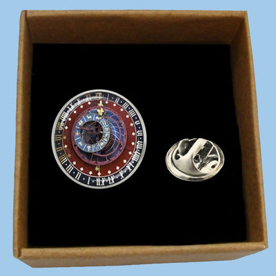 Bassin and Brown Astronomical Clock Lapel Pin  - Wine and Blue