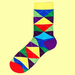 Bassin and Brown Argyle Multi Colour Check Socks - Purple, Yellow, Green, Blue, Sky and Red