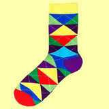 Bassin and Brown Argyle Multi Colour Check Socks - Purple, Yellow, Green, Blue, Sky and Red
