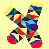 Bassin and Brown Argyle Multi Colour Check Socks - Purple, Yellow, Green, Blue, Sky and Red