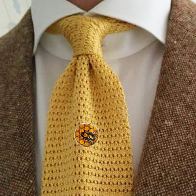 Bassin and Brown Bee and Honeycomb Lapel Pin - Black and Yellow