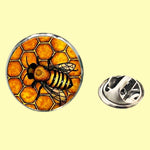 Bassin and Brown Bee and Honeycomb Lapel Pin - Black and Yellow