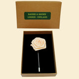 Bassin and Brown Rose Jacket Lapel Pin - Beige