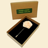 Bassin and Brown Rose Jacket Lapel Pin - Beige