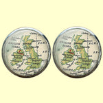 Bassin and Brown British Isles Vintage Map Cufflinks - Green, Yellow and White