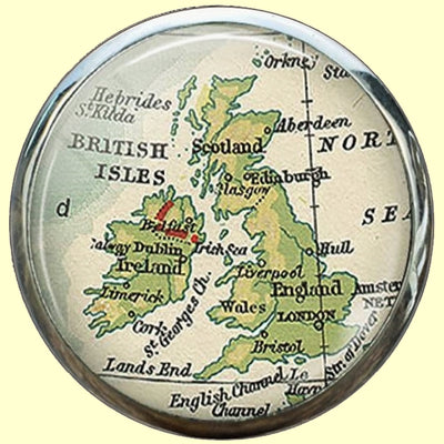 Bassin and Brown British Isles Vintage Map Cufflinks - Green, Yellow and White