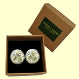 Bassin and Brown British Isles Vintage Map Cufflinks - Green, Yellow and White