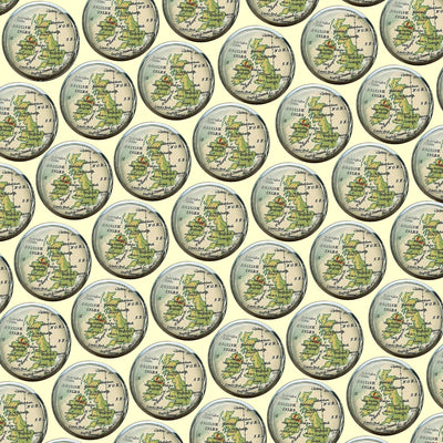 Bassin and Brown British Isles Vintage Map Cufflinks - Green, Yellow and White