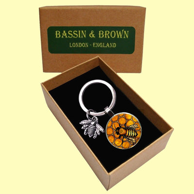 Bassin and Brown Bee Keyring- Black and Yellow