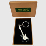 Bassin And Brown Guitar Keyring - Black, White and Silver