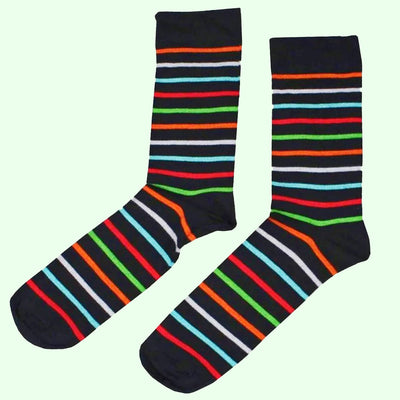 Bassin and Brown 100% Bamboo Stripe 3 Pack Socks - Black, Charcoal and Orange
