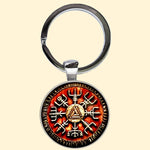 Bassin and Brown Viking Norse Symbol Keyring - Burnt Orange and Antique Silver