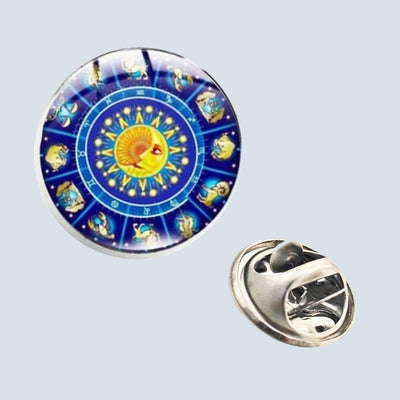 Bassin and Brown Constellation Symbols Lapel Pin - Blue and Yellow
