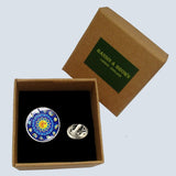 Bassin and Brown Constellation Symbols Lapel Pin - Blue and Yellow