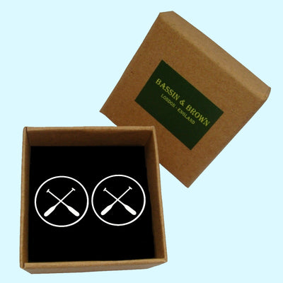 Bassin and Brown Crossed Oars Cufflinks - Black And White