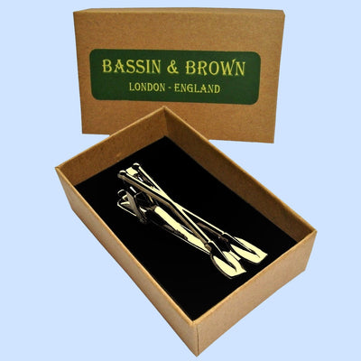 Bassin and Brown Crossed Oars Tie Bar - Gold