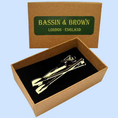 Bassin and Brown Crossed Oars Tie Bar - Gold