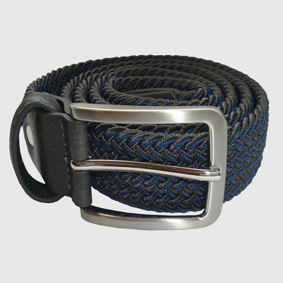 Bassin and Brown Chevron Striped Elasticated Woven Belt - Grey and Blue