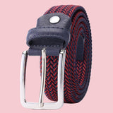 Bassin and Brown Chevron Striped Elasticated Woven Belt - Wine/Navy