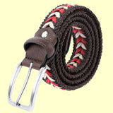 Bassin and Brown Helton Arrow Striped Waxed Rope Braided Belt  - Brown, Red and Beige