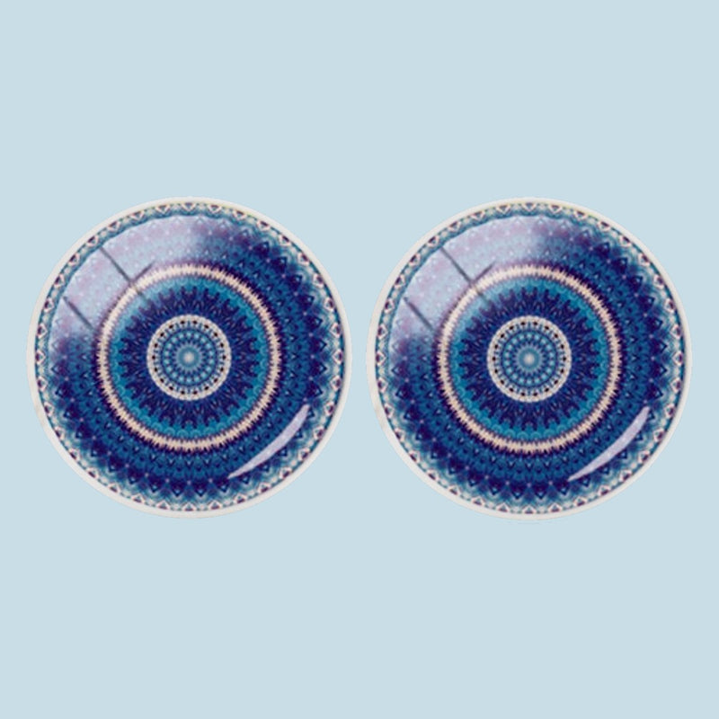 Bassin and Brown Concentric Circles Cufflinks - Blue and White