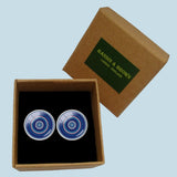Bassin and Brown Concentric Circles Cufflinks - Blue and White