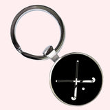 Bassin and Brown Crossed Hockey Sticks Keyring - Black and White