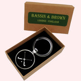 Bassin and Brown Crossed Hockey Sticks Keyring - Black and White