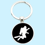 Bassin And Brown Scuba Diver Keyring -  Black and White