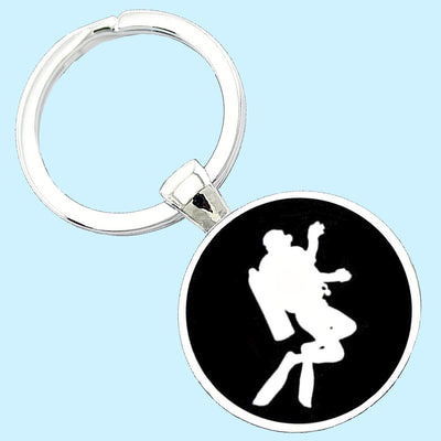 Bassin And Brown Scuba Diver Keyring -  Black and White