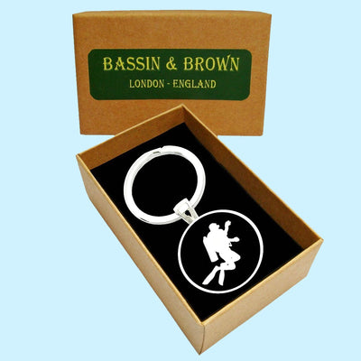Bassin And Brown Scuba Diver Keyring -  Black and White