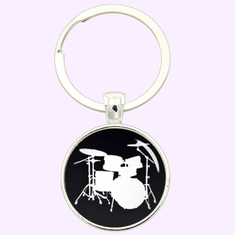 Bassin And Brown Drum Kit Keyring - Black and White