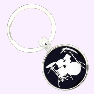 Bassin And Brown Drum Kit Keyring - Black and White