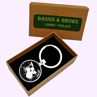 Bassin And Brown Drum Kit Keyring - Black and White