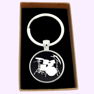 Bassin And Brown Drum Kit Keyring - Black and White