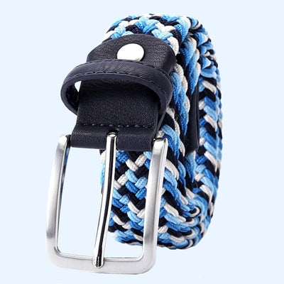 Bassin and Brown Clowder Four Colour Striped Woven Belt  - Blue, Navy, White and Light Blue