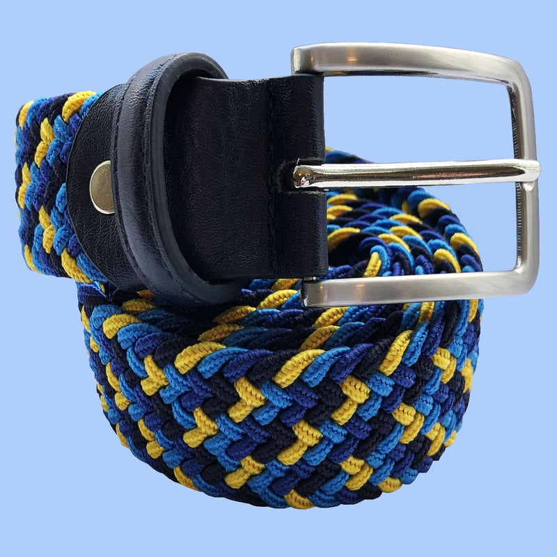 Bassin And Brown Four Colour Multi Woven Belt - Navy, Royal Blue, French Blue and Yellow
