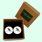 Bassin and Brown Hockey Player Cufflinks - White and Black