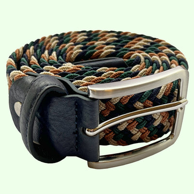 Bassin And Brown Hodsall Four Colour Multi Woven Belt - Green, Navy, Beige and Brown