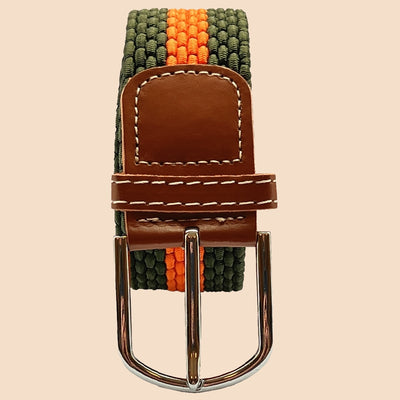 Bassin And Brown Horizontal Stripe Woven Elasticated Belt - Green and Orange