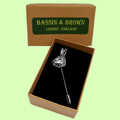 Bassin And Brown Antique Silver Hare Jacket Lapel Pin