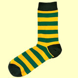 Bassin And Brown Hooped Stripe Socks - Green, Yellow and Khaki