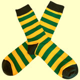 Bassin And Brown Hooped Stripe Socks - Green, Yellow and Khaki