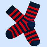 Bassin and Brown Hooped Striped Socks - Red and Blue