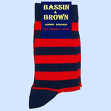 Bassin and Brown Hooped Striped Socks - Red and Blue