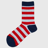 Bassin and Brown Red, White and Navy Hooped Striped Socks